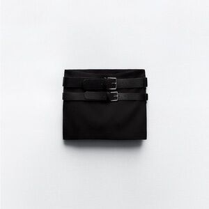 Zara black double belted mini skirt